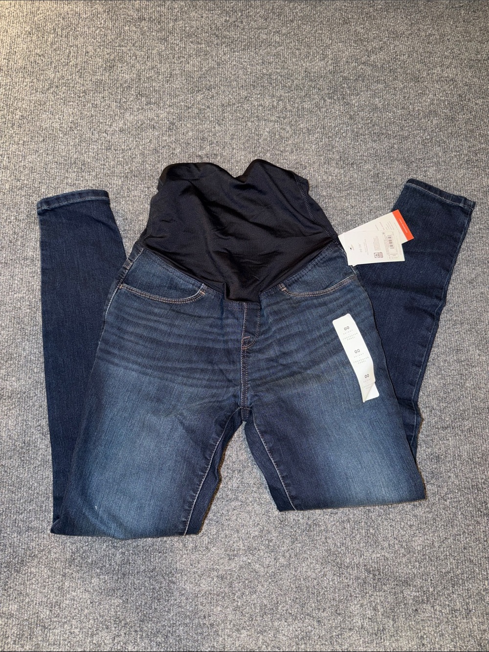 Isabel Women's Skinny Maternity Jeans - Blue with Black Waist Panel Sz 00 #301
